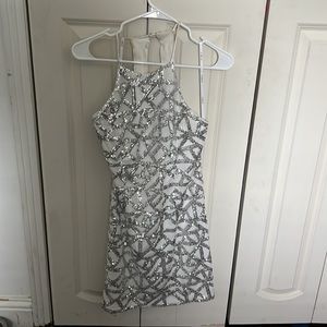 White and silver short dress